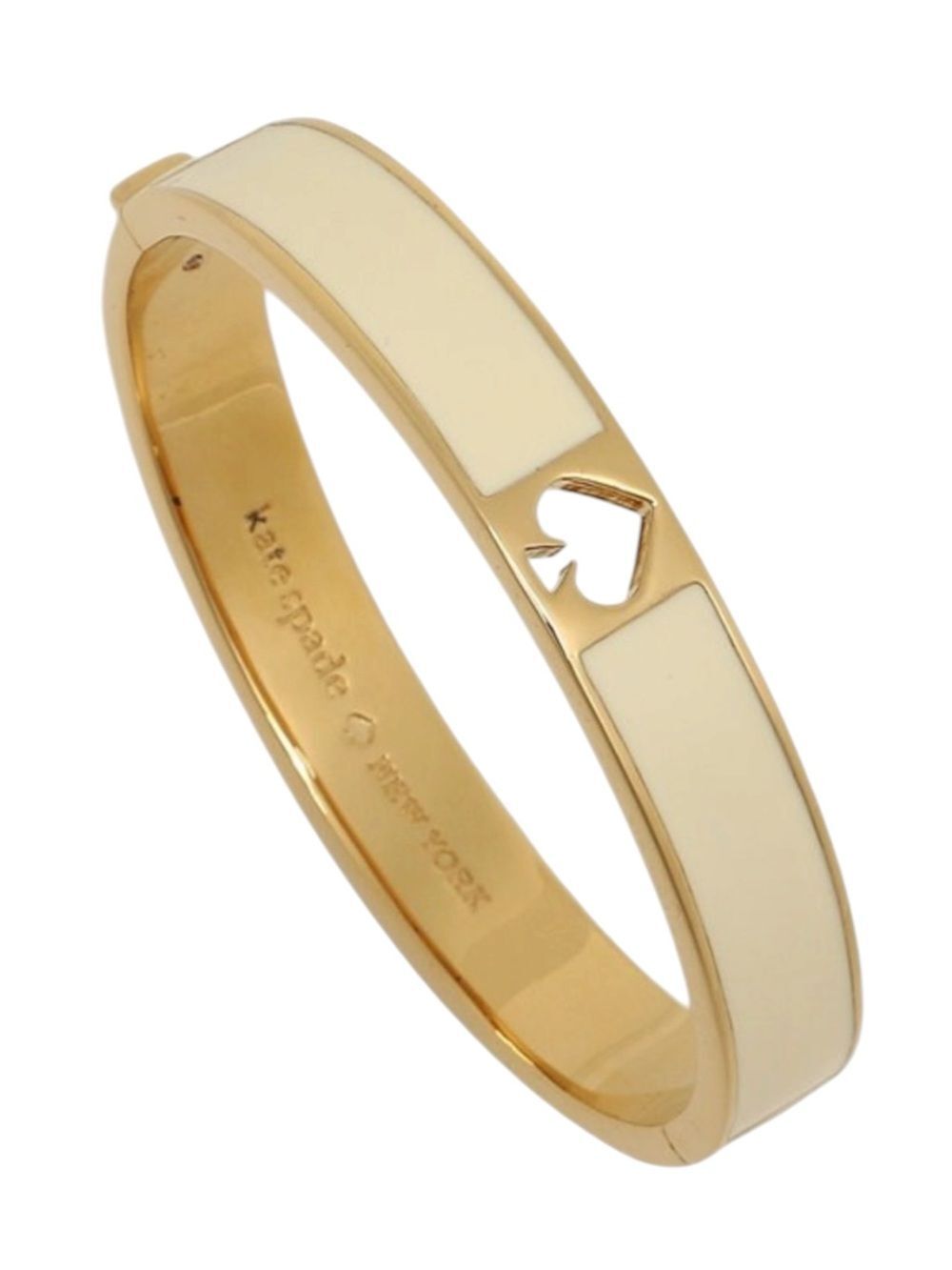 Kate Spade New York Hole Punch Spade Hinge Bangle In Cream